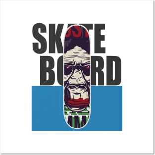 Cool Gorilla Skateboard Graphic Illustration Posters and Art